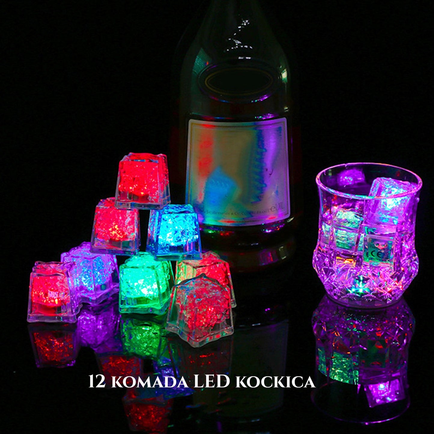 UMJETNE SVJETLEĆE LED KOCKICE SA BATERIJOM 12 KOMADA