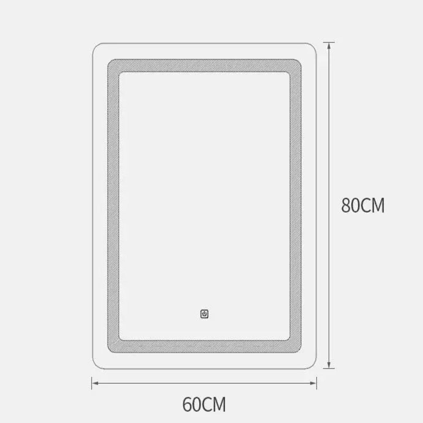 VERTIKALNO STANDARDNO OGLEDALO S LED OSVJETLJENJEM M642 80X60 CM