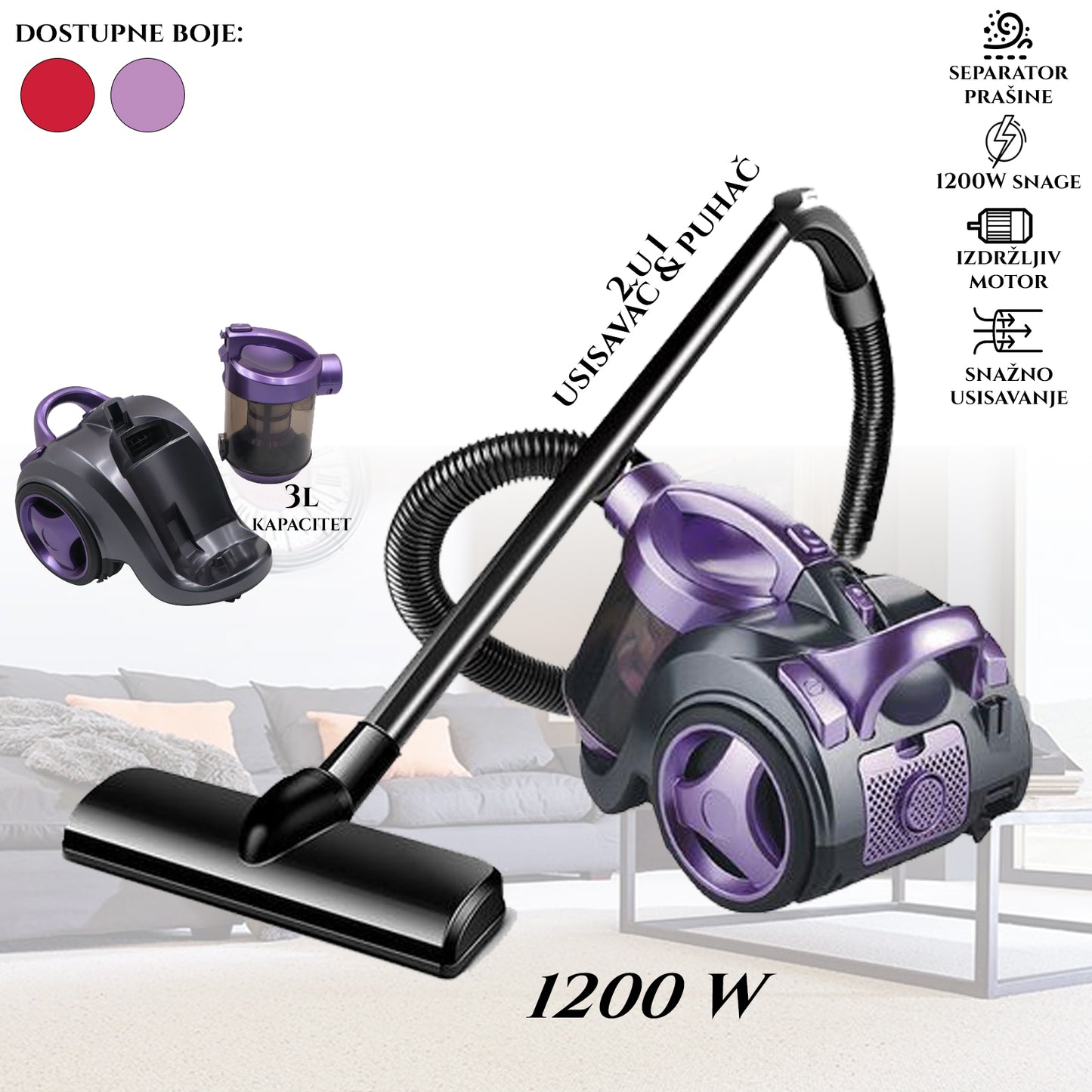 USISAVAČ I PUHAČ 2U1 1200W