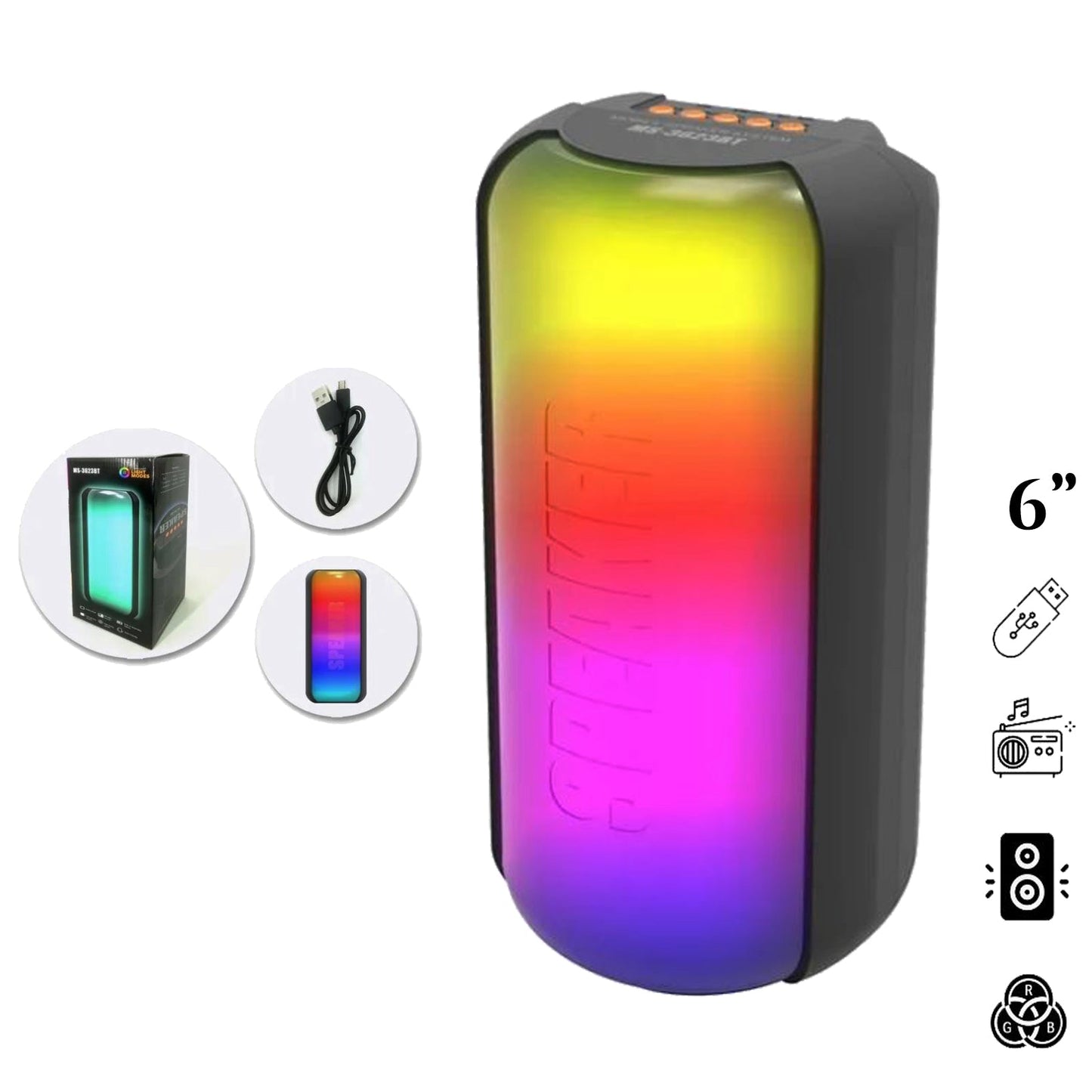 COLOR ZVUČNIK SA LED RASVJETOM 6 INCH