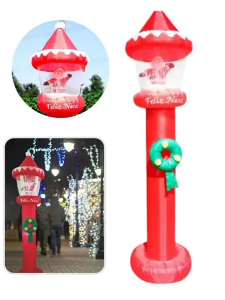 BOŽIĆNA LAMPA NA NAPUHAVANJE 2M KOJA SVIJETLI SA LETEĆIM SNIJEGOM