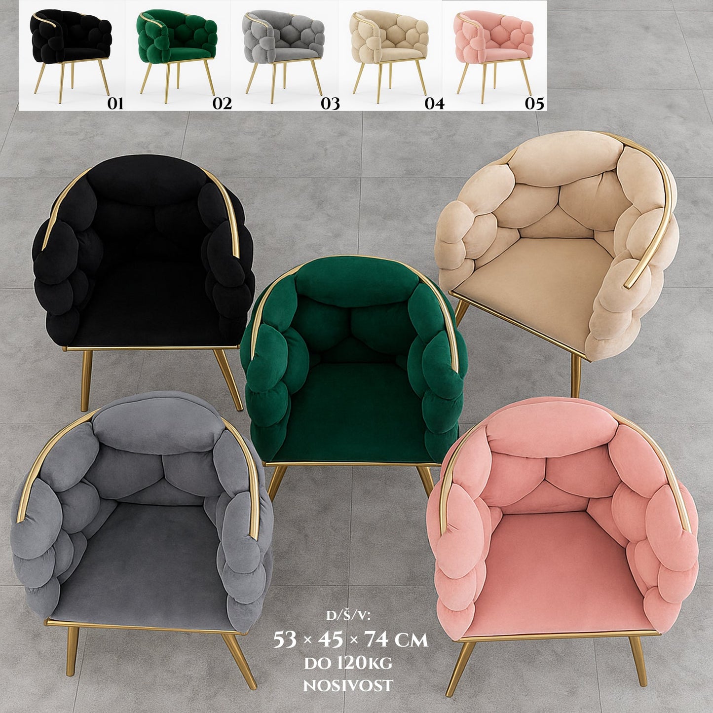 Baršunasta bubble stolica